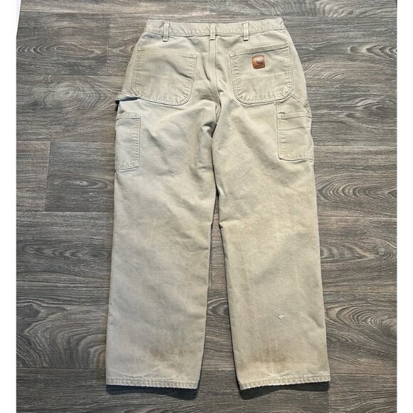 Carhartt B11 Washed Duck Work Pants 34x30 Desert Tan Grunge Utility Dungarees - Picture 2 of 14
